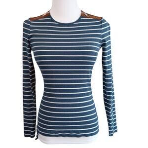 RALPH LAUREN Retro Striped Zipper Top Shirt XS Cotton Nautical Preppy Classic